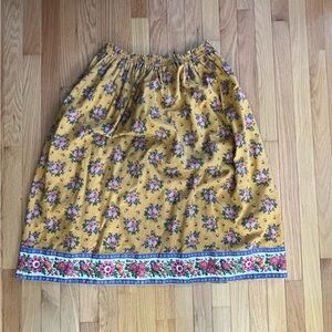 Vintage Vera Bradley Yellow Floral Cotton A-Line Midi Skirt